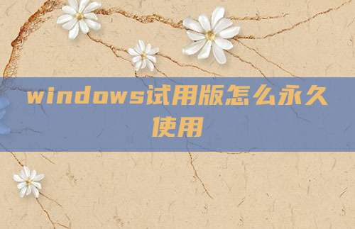 windows试用版怎么永久使用