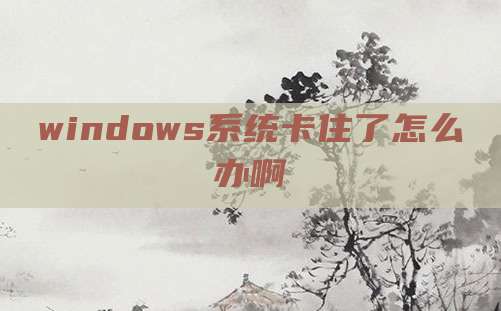 windows系统卡住了怎么办啊