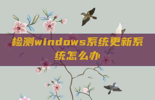 检测windows系统更新系统怎么办