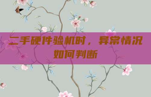 二手硬件验机时，异常情况如何判断