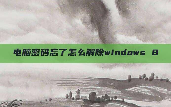 电脑密码忘了怎么解除windows 8