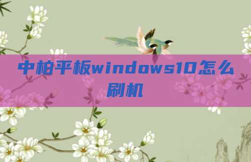 中柏平板windows10怎么刷机