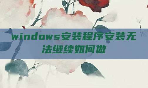 windows安装程序安装无法继续如何做