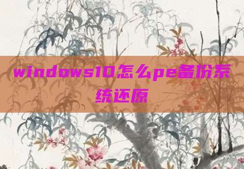 windows10怎么pe备份系统还原