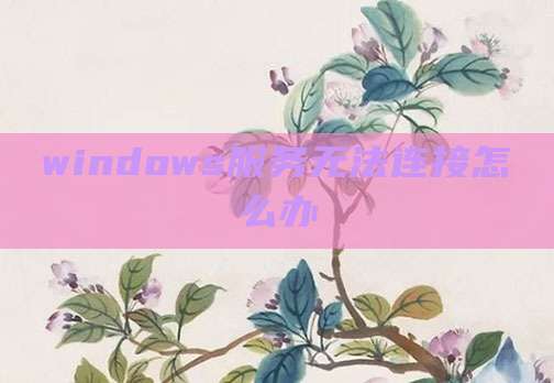 windows服务无法连接怎么办