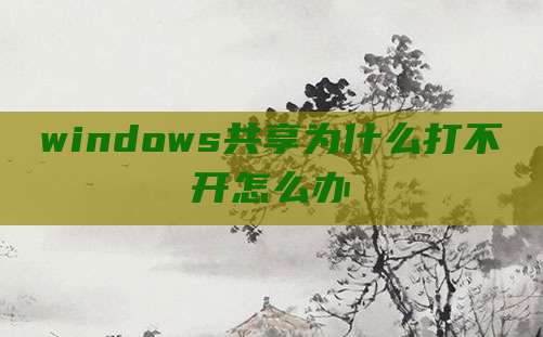 windows共享为什么打不开怎么办