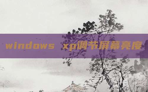 windows xp调节屏幕亮度