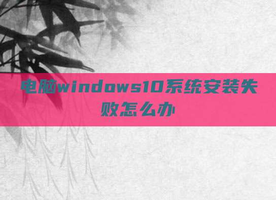 电脑windows10系统安装失败怎么办