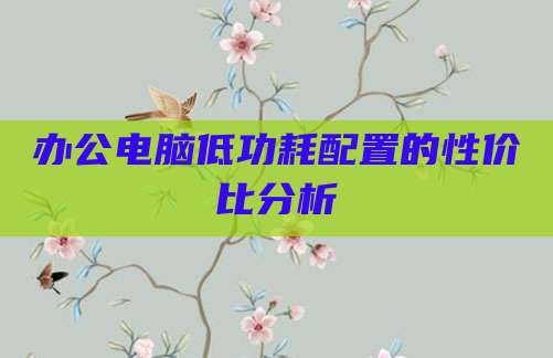 办公电脑低功耗配置的性价比分析