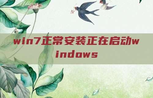 win7正常安装正在启动windows