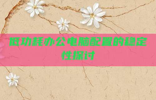 低功耗办公电脑配置的稳定性探讨