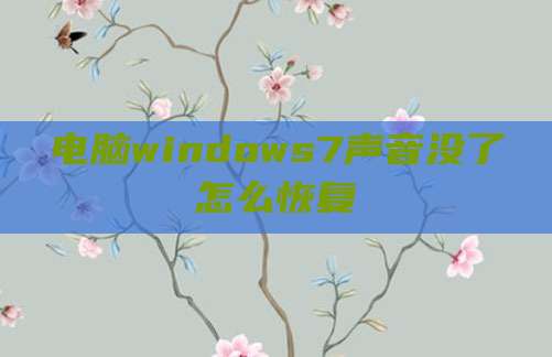 电脑windows7声音没了怎么恢复