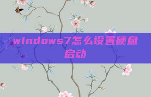 windows7怎么设置硬盘启动