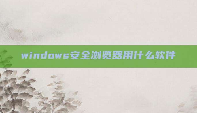 windows安全浏览器用什么软件