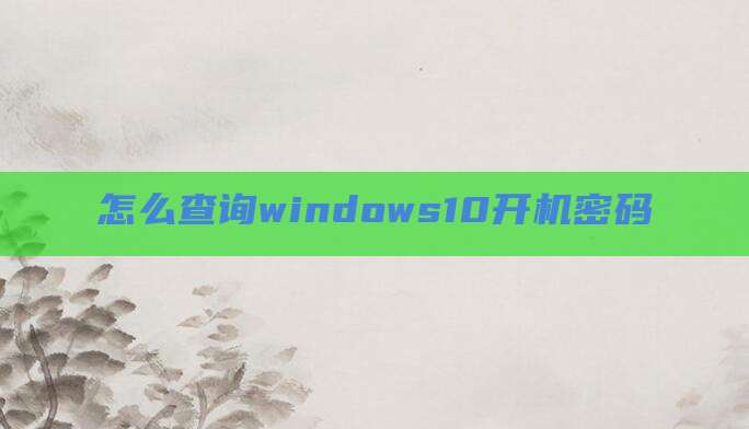怎么查询windows10开机密码