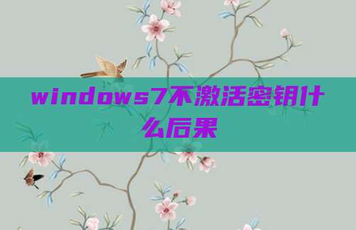 windows7不激活密钥什么后果