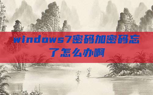windows7密码加密码忘了怎么办啊