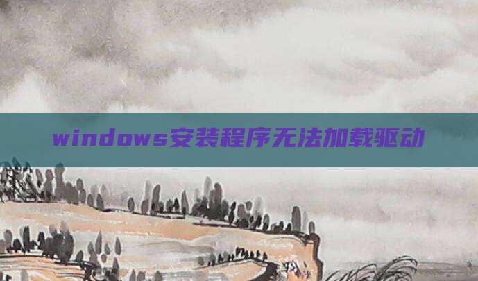 windows安装程序无法加载驱动