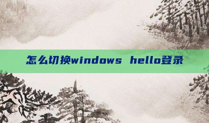 怎么切换windows hello登录