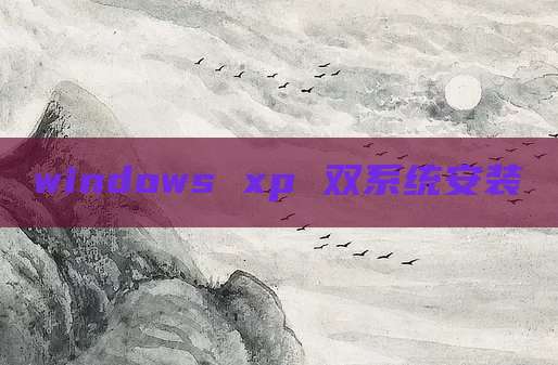 windows xp 双系统安装