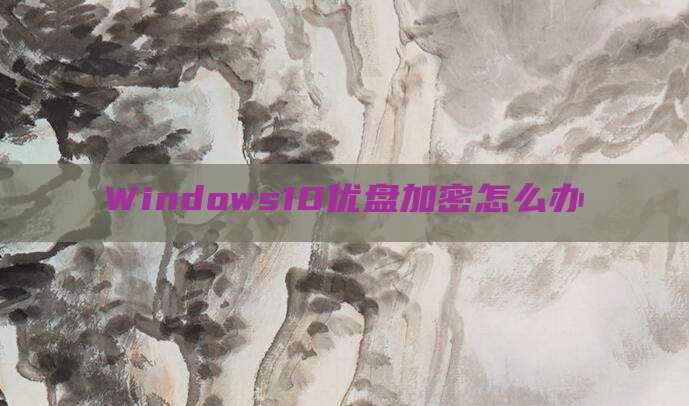 Windows10优盘加密怎么办