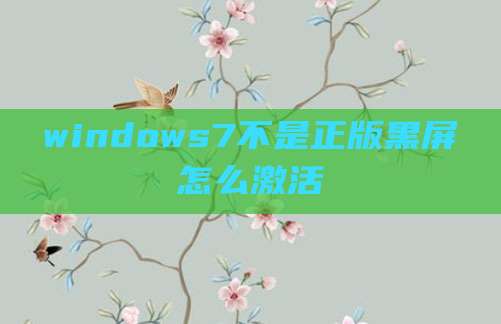 windows7不是正版黑屏怎么激活