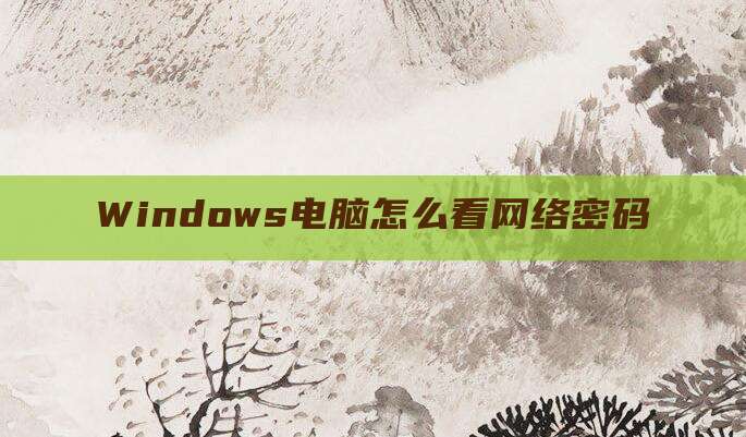 Windows电脑怎么看网络密码