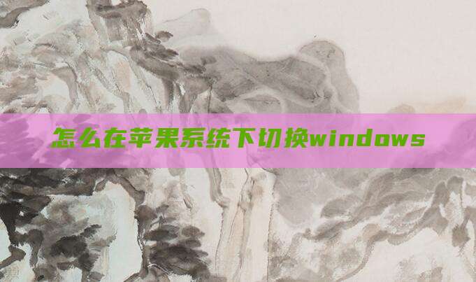怎么在苹果系统下切换windows