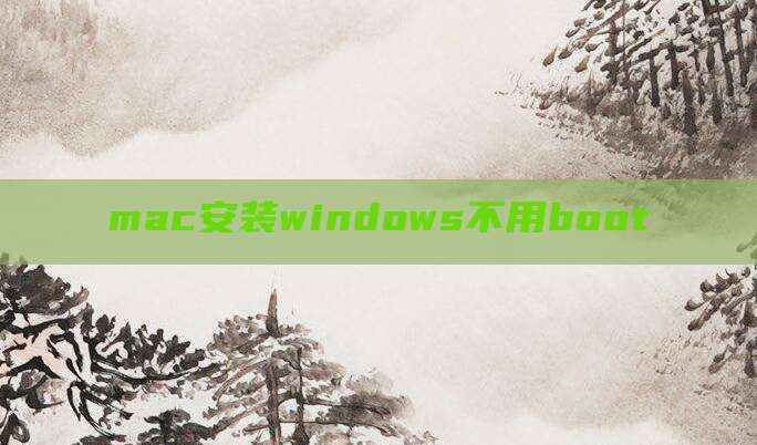 mac安装windows不用boot