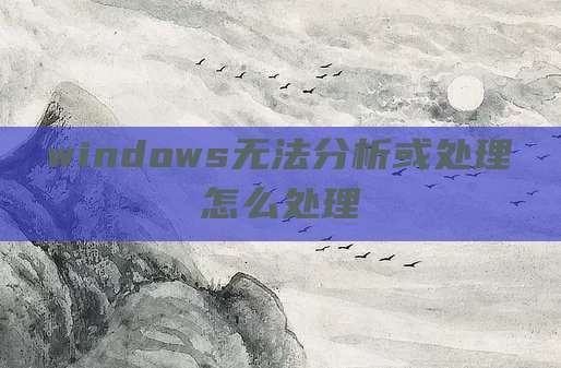 windows无法分析或处理怎么处理