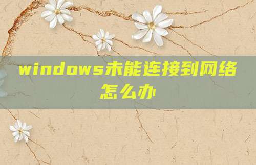 windows未能连接到网络怎么办