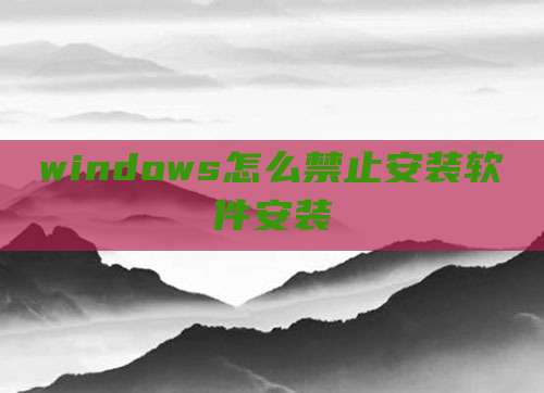 windows怎么禁止安装软件安装