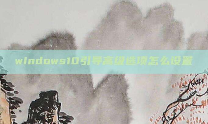 windows10引导高级选项怎么设置