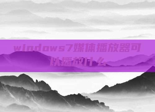 windows7媒体播放器可以播放什么