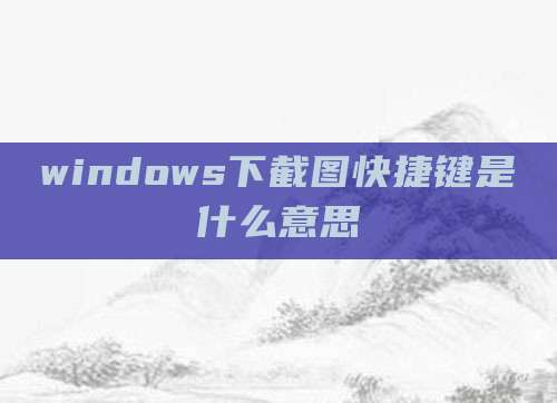 windows下截图快捷键是什么意思