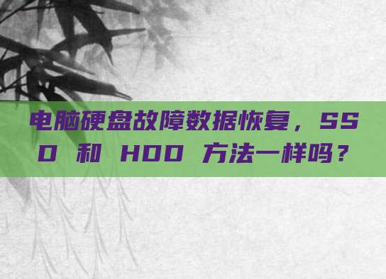 电脑硬盘故障数据恢复，SSD 和 HDD 方法一样吗？