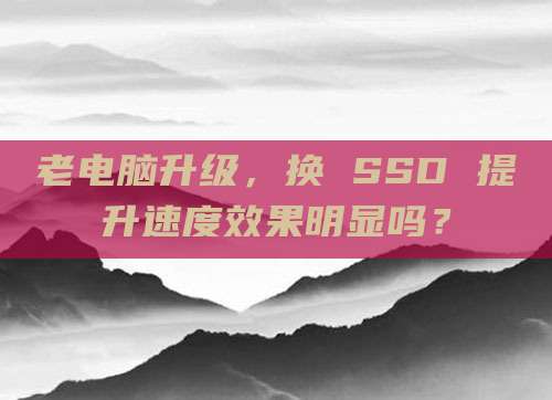 老电脑升级，换 SSD 提升速度效果明显吗？