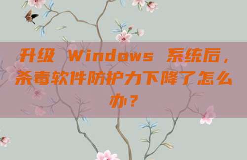 升级 Windows 系统后，杀毒软件防护力下降了怎么办？