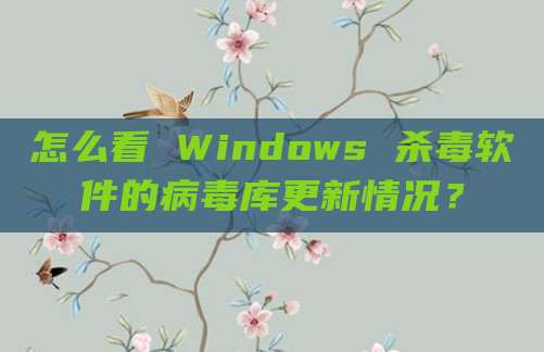 怎么看 Windows 杀毒软件的病毒库更新情况？