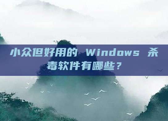 小众但好用的 Windows 杀毒软件有哪些？