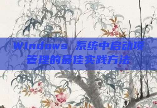Windows 系统中启动项管理的最佳实践方法