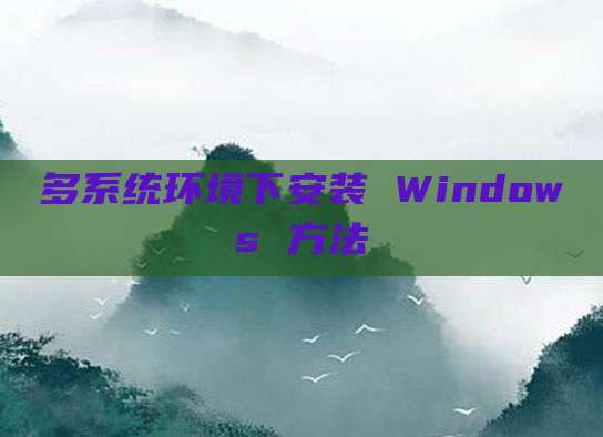 多系统环境下安装 Windows 方法