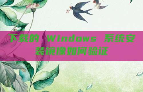 下载的 Windows 系统安装镜像如何验证