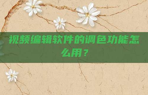 视频编辑软件的调色功能怎么用？