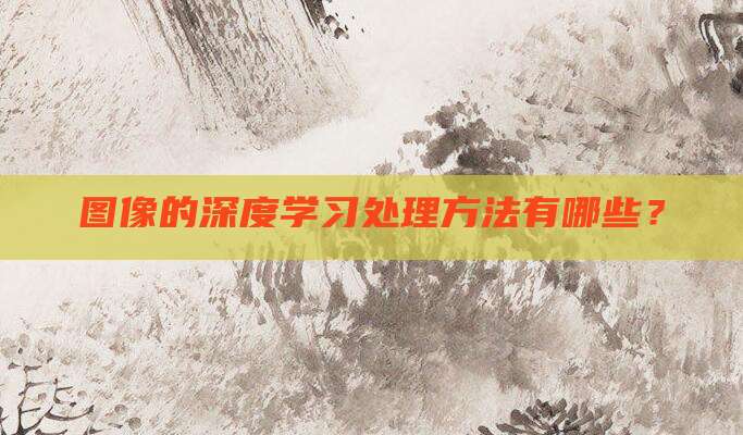 图像的深度学习处理方法有哪些？