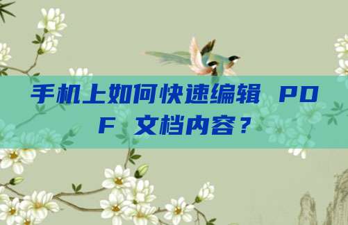 手机上如何快速编辑 PDF 文档内容？