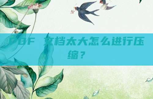 PDF 文档太大怎么进行压缩？