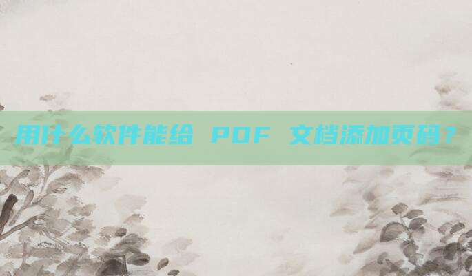 用什么软件能给 PDF 文档添加页码？