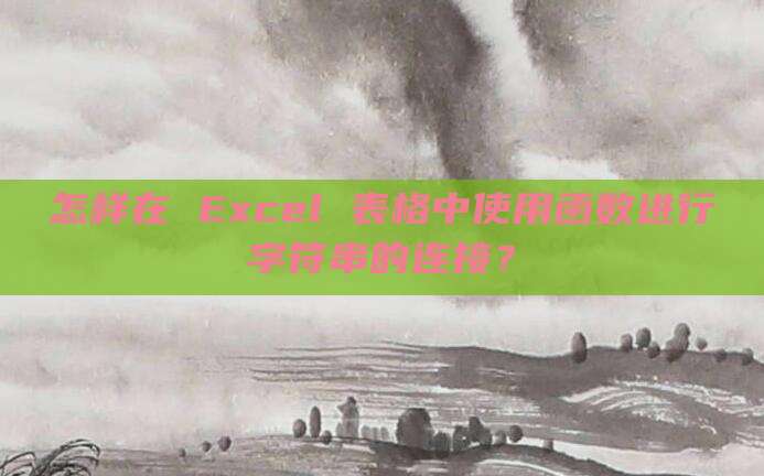 怎样在 Excel 表格中使用函数进行字符串的连接？