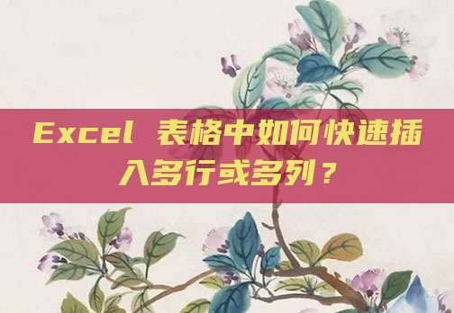 Excel 表格中如何快速插入多行或多列？